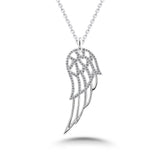 Diamond Angel Wing Pendant, Solid Sterling Silver 925