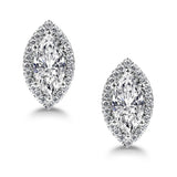 Marquise Diamond Halo Earrings, 925 Sterling Silver