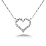 Diamond Heart Pendant, Love Heart Diamond Necklace, 925 Silver