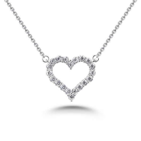 Diamond Heart Pendant, Love Heart Diamond Necklace, 925 Silver