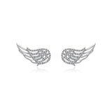 Angel Wing Diamond Stud Earrings, 925 Silver