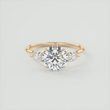 Round Cut Three Stone Moissanite Engagement Ring