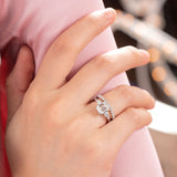 2.00ct Emerald Cut Moissanite Diamond Ring Set, 925 Sterling Silver