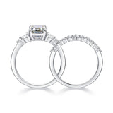 2.00ct Emerald Cut Moissanite Diamond Ring Set, 925 Sterling Silver
