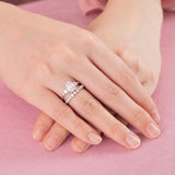 2.00ct Emerald Cut Moissanite Diamond Ring Set, 925 Sterling Silver