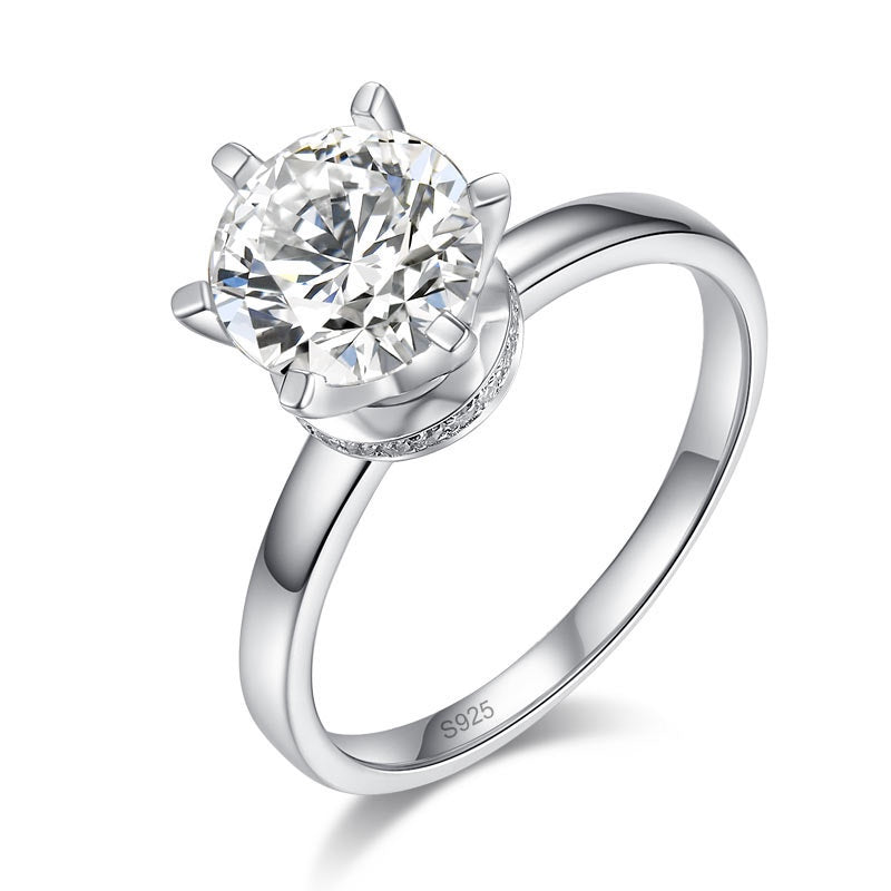 2.00ct Moissanite Diamond 6 Claws Engagement Ring, 925 Sterling Silver