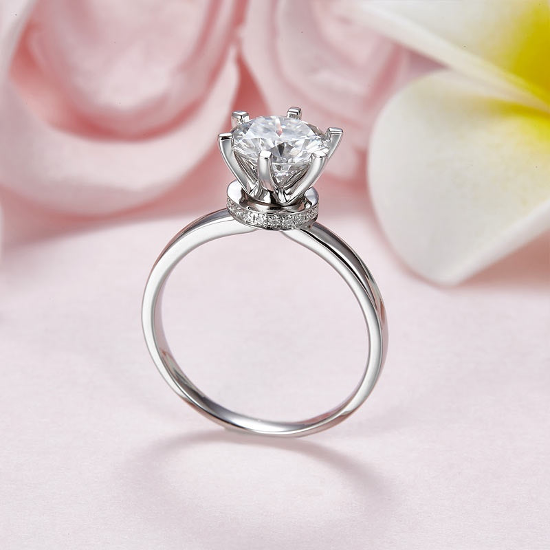 2.00ct Moissanite Diamond 6 Claws Engagement Ring, 925 Sterling Silver