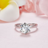 2.00ct Moissanite Diamond 6 Claws Engagement Ring, 925 Sterling Silver
