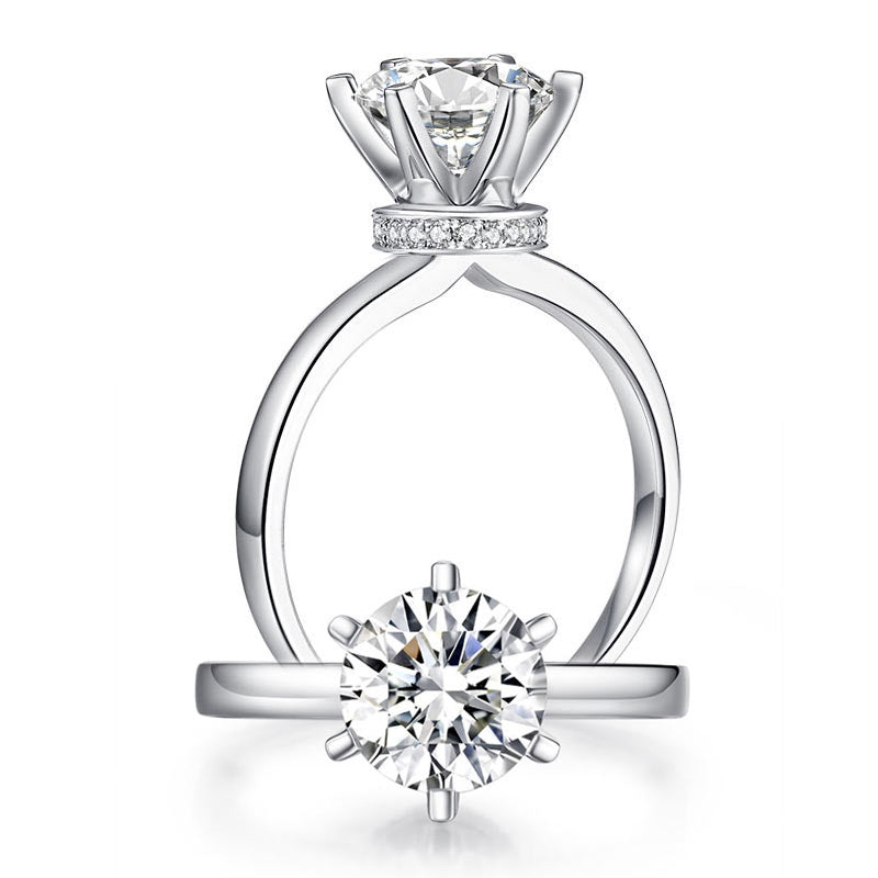 2.00ct Moissanite Diamond 6 Claws Engagement Ring, 925 Sterling Silver