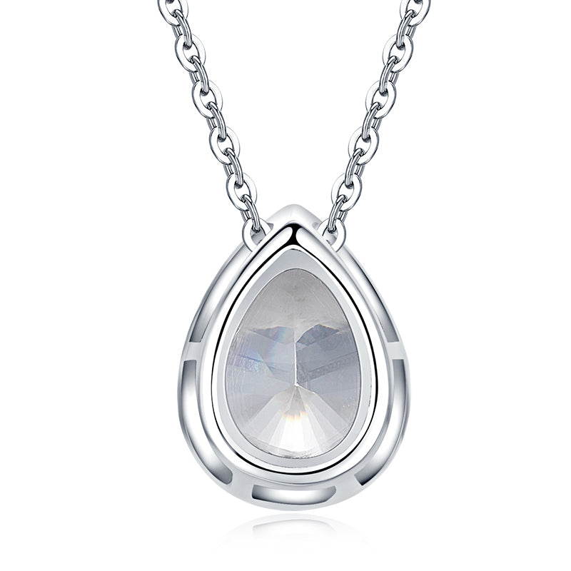2.00ct Pear Cut Diamond Halo Pendant, Bridal Halo Diamond Necklace, 925 Silver