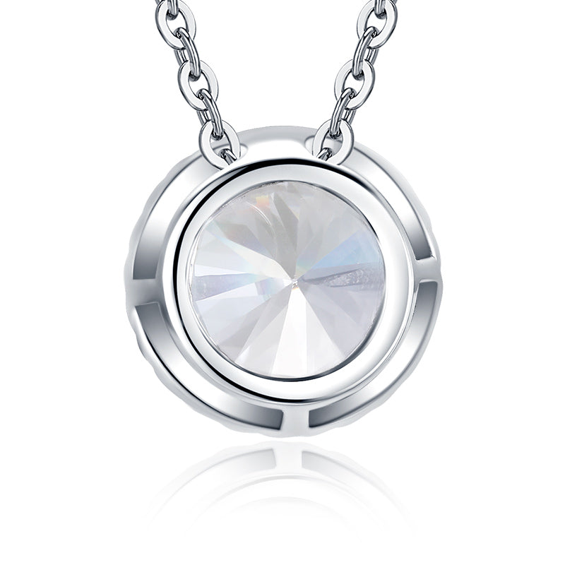 2.00ct Round Cut Diamond Halo Pendant, Bridal Halo Diamond Necklace, 925 Silver