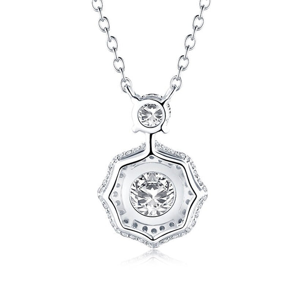 2.50ct Round Cut Diamond Halo Pendant, 925 Sterling Silver