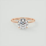 Round Cut Hidden Halo Moissanite Ring
