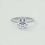 Round Cut Hidden Halo Moissanite Engagement Ring