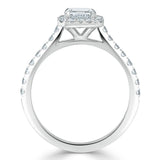 1.45ct Asscher Cut Moissanite Engagement Ring, Classic Halo, Available in White Gold, Platinum, Rose Gold or Yellow Gold
