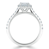 1.45ct Asscher Cut Moissanite Engagement Ring, Classic Halo, Available in White Gold, Platinum, Rose Gold or Yellow Gold