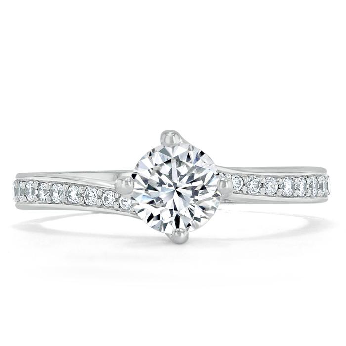 1.00ct  Round Cut Moissanite Twist Engagement Ring, Classic Style,  Available in White Gold, Platinum, Rose Gold or Yellow Gold