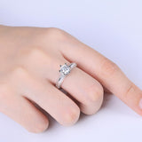 1.00ct Moissanite Engagement Ring, Double Row Stone Set Shoulders, Sterling Silver & Platinum