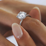 Round Cut Hidden Halo Moissanite Engagement Ring