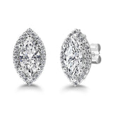 Marquise Diamond Halo Earrings, 925 Sterling Silver