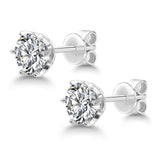 1.00ct each, Round Cut Diamond Stud Earrings, 925 Sterling Silver
