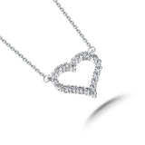 Diamond Heart Pendant, Love Heart Diamond Necklace, 925 Silver