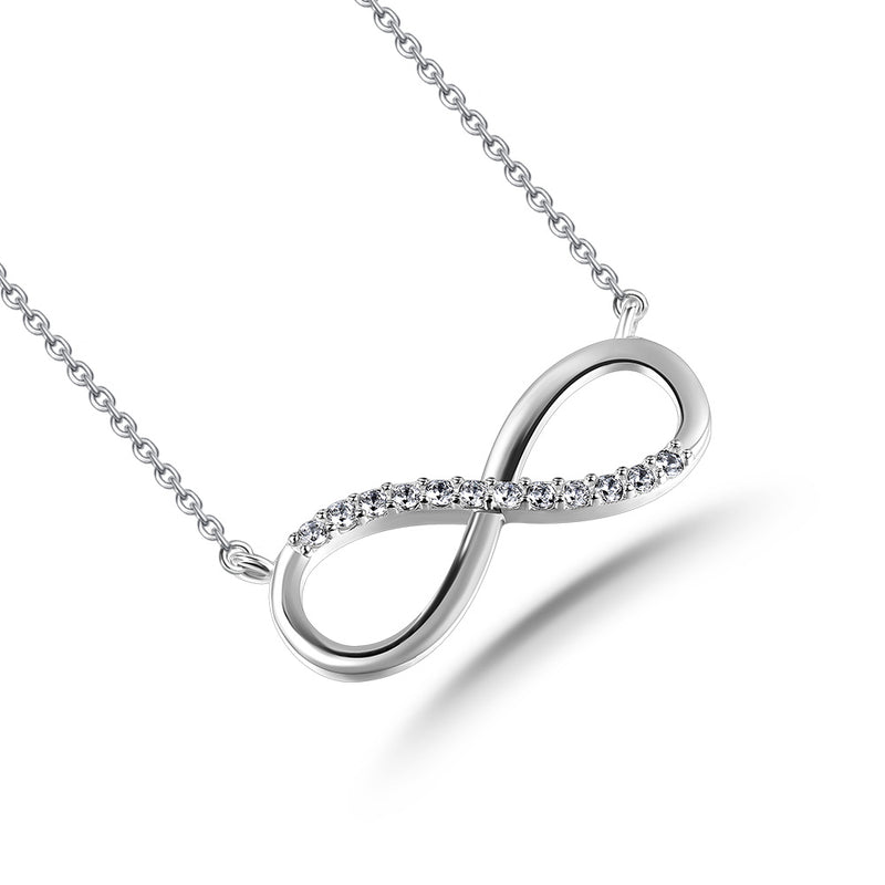 Infinity Diamond Necklace, 925 Silver