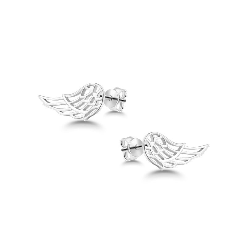 Angel Wing Stud Earrings, 925 Sterling Silver