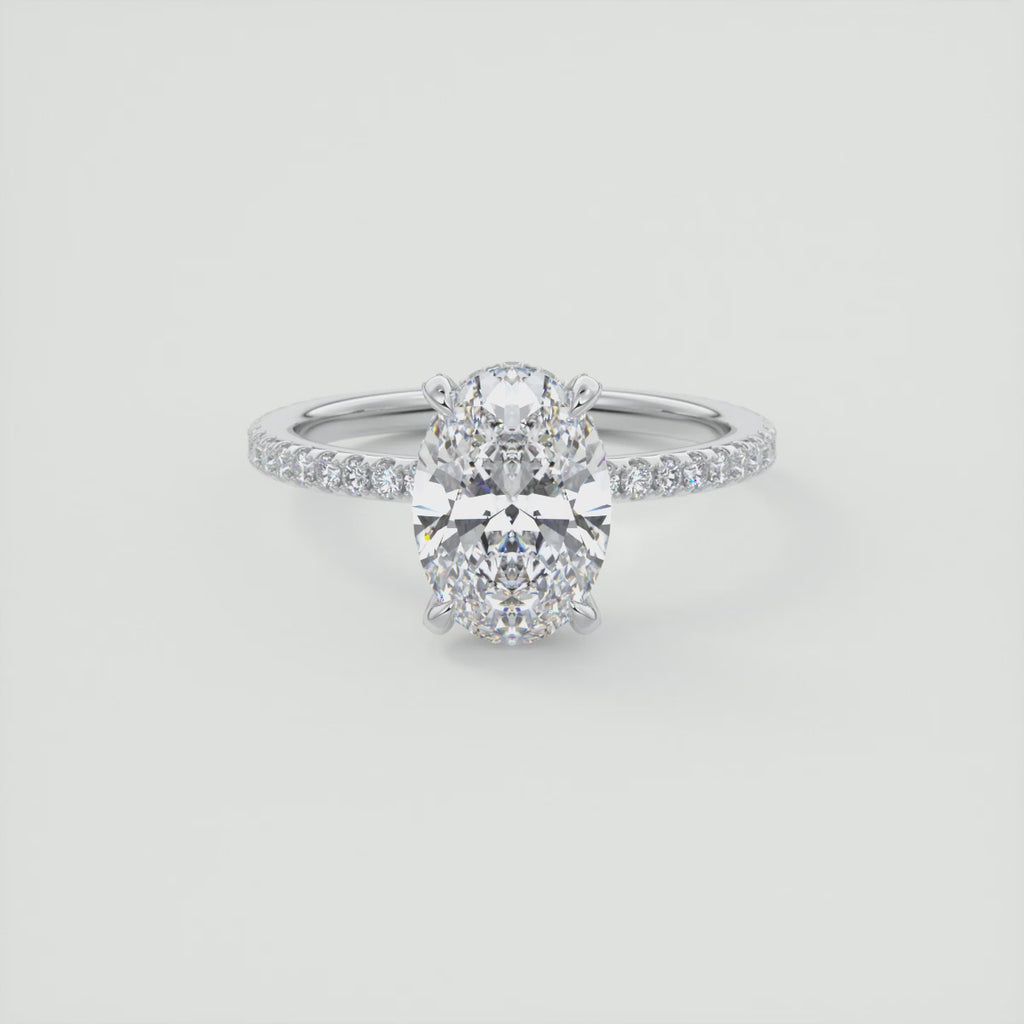 Oval Cut Hidden Halo Moissanite Engagement Ring