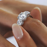 Round Cut 3 Stone Moissanite Engagement Ring