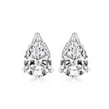 3.00ct Each Pear Cut Classic Diamond Stud Earrings, 925 Sterling Silver