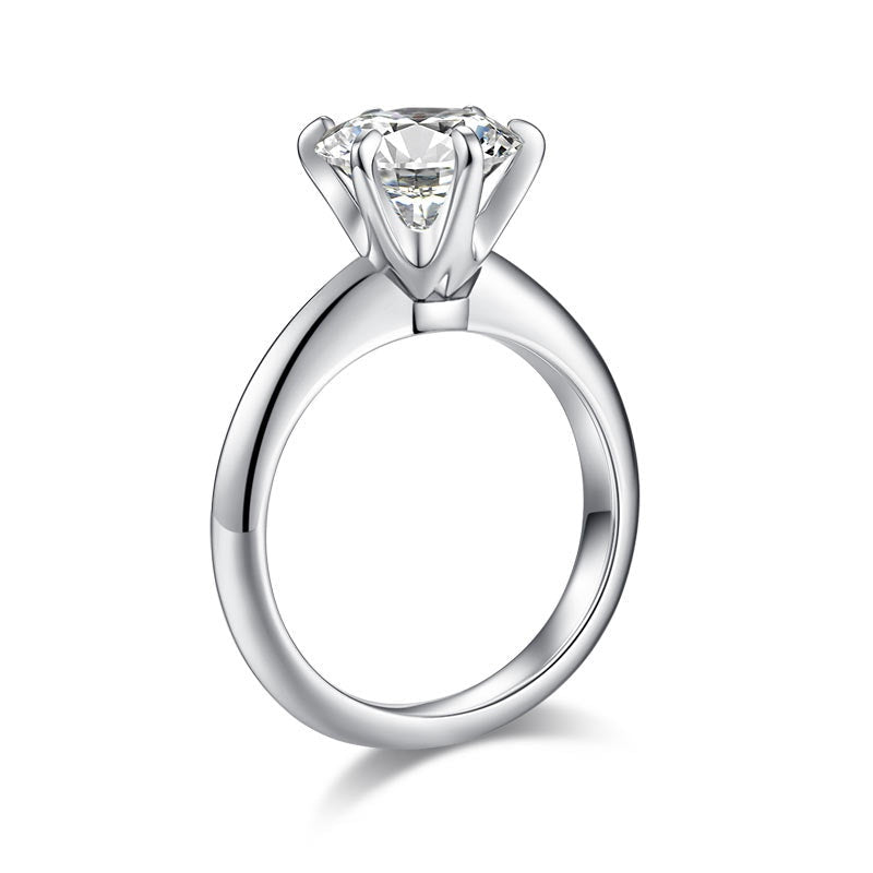 3.00ct Moissanite Diamond 6 Claws Engagement Ring, 925 Sterling Silver