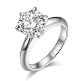 3.00ct Moissanite Diamond 6 Claws Engagement Ring, 925 Sterling Silver