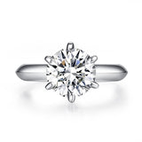 3.00ct Moissanite Diamond 6 Claws Engagement Ring, 925 Sterling Silver