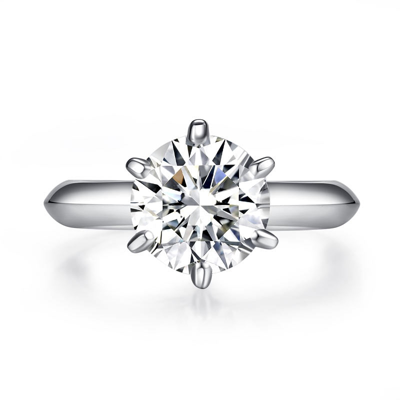 3.00ct Moissanite Diamond 6 Claws Engagement Ring, 925 Sterling Silver