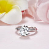 3.00ct Moissanite Diamond 6 Claws Engagement Ring, 925 Sterling Silver