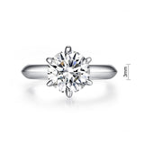 3.00ct Moissanite Diamond 6 Claws Engagement Ring, 925 Sterling Silver