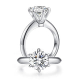 3.00ct Moissanite Diamond 6 Claws Engagement Ring, 925 Sterling Silver