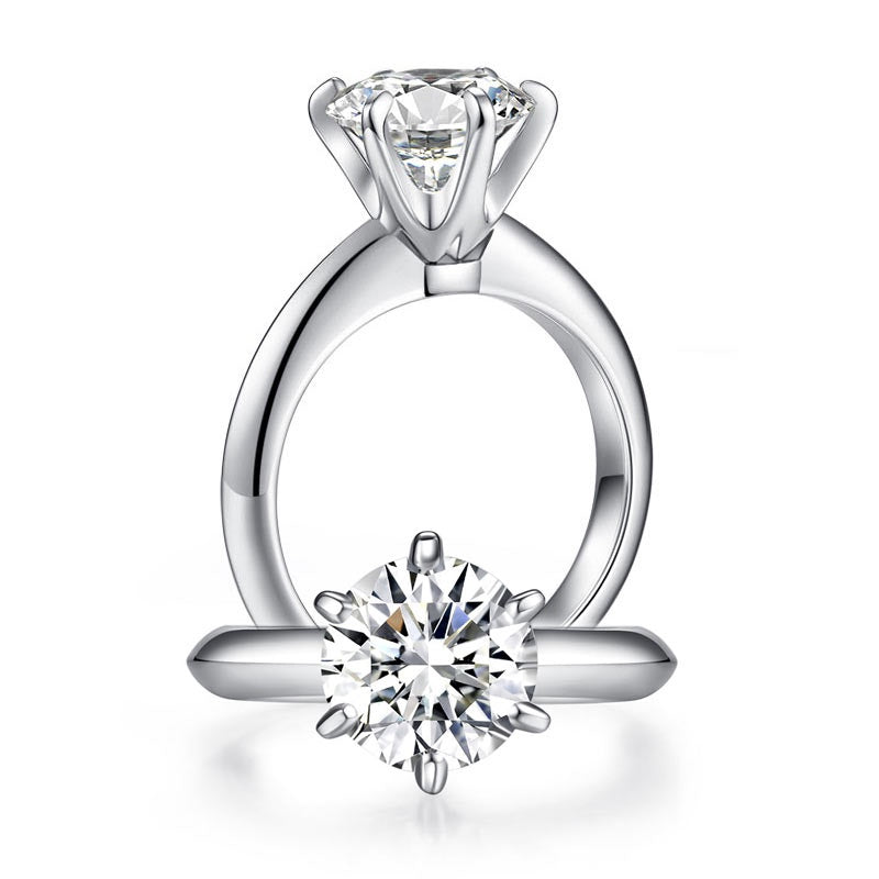 3.00ct Moissanite Diamond 6 Claws Engagement Ring, 925 Sterling Silver