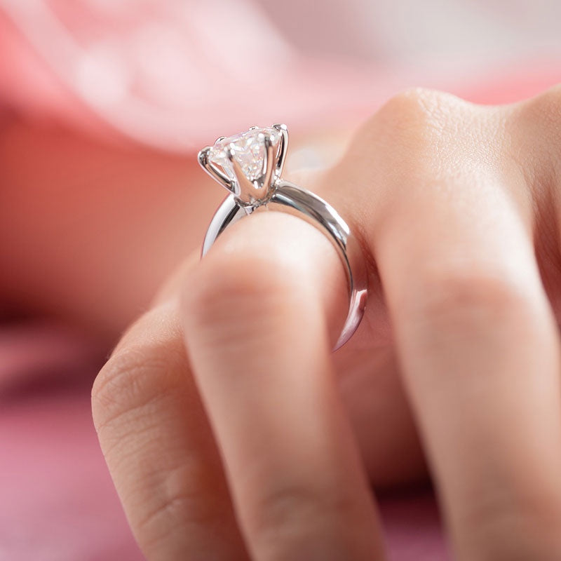 3.00ct Moissanite Diamond 6 Claws Engagement Ring, 925 Sterling Silver