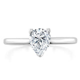 1.00ct Pear Cut Moissanite Engagement Ring, Classic Style, Available in White Gold, Platinum, Rose Gold or Yellow Gold
