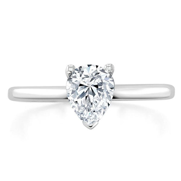 Lab-Diamond Pear Cut Engagement Ring, Classic Style, Choose Your Stone Size and Metal