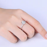 1.00ct Moissanite Engagement Ring, Custom Heart Tipped Design, Sterling Silver & Platinum