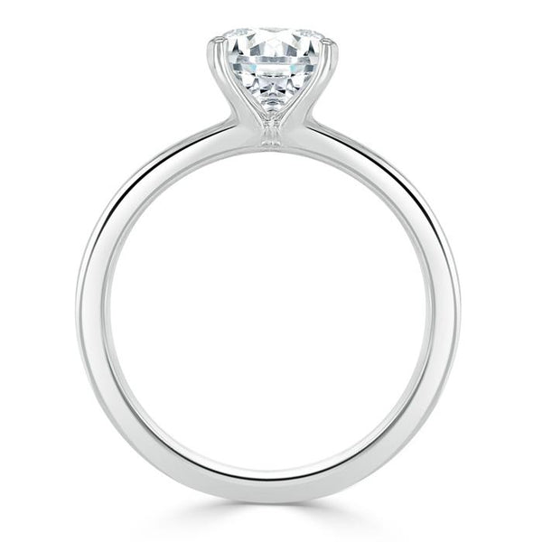 1.00ct  Round Cut Moissanite Engagement Ring, Classic Style,  Available in White Gold, Platinum, Rose Gold or Yellow Gold