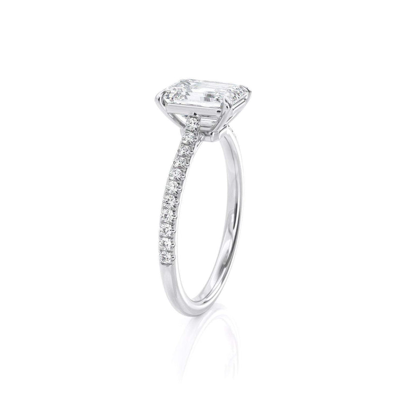 2.00ct Emerald Cut Moissanite Engagement Ring, Available in White Gold or Platinum