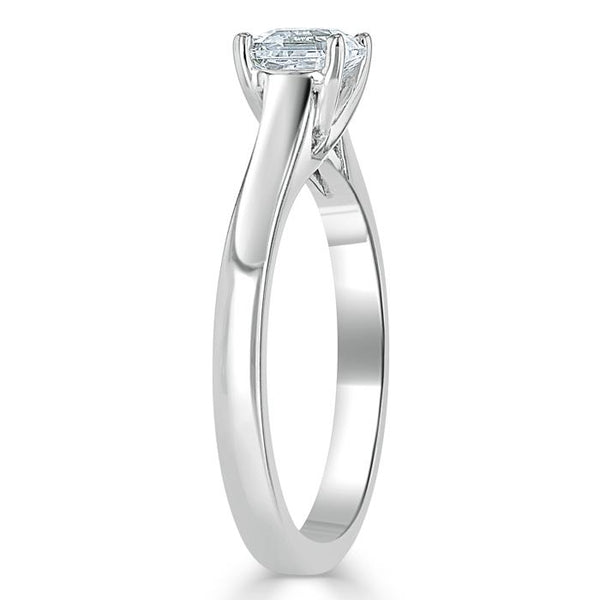 0.75ct Asscher Cut Moissanite Engagement Ring, Classic Style,  Available in White Gold, Platinum, Rose Gold or Yellow Gold