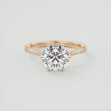 Round Cut 6 Claw Moissanite Engagement Ring