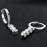 3 Stone Moissanite Drop Earrings, 925 Sterling Silver