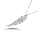 Diamond Angel Wing Pendant, Solid Sterling Silver 925