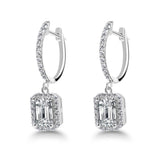 Emerald Cut Diamond Stud Earrings, 925 Sterling Silver
